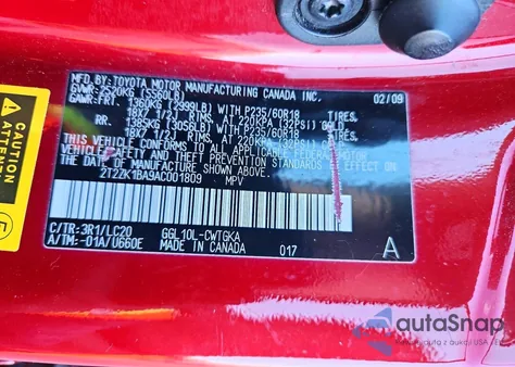 2010 Lexus Rx 350 from USA, damaged, VIN 2T2ZK1BA9AC001809